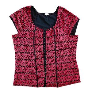 Avenue Y2k Red Black Lace Overlay Corset Close Top Size 3XL WhimsyGoth Fairy